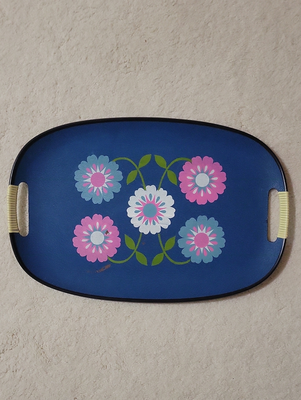 Vintage Blue Floral Serving Tray
